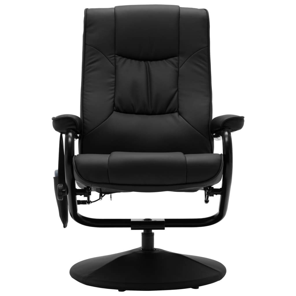 vidaXL Massage Recliner with Ottoman Black Faux Leather