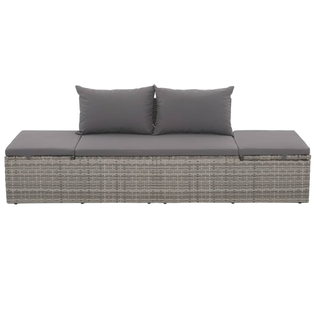 vidaXL Patio Bed Gray 76.8"x23.6" Poly Rattan