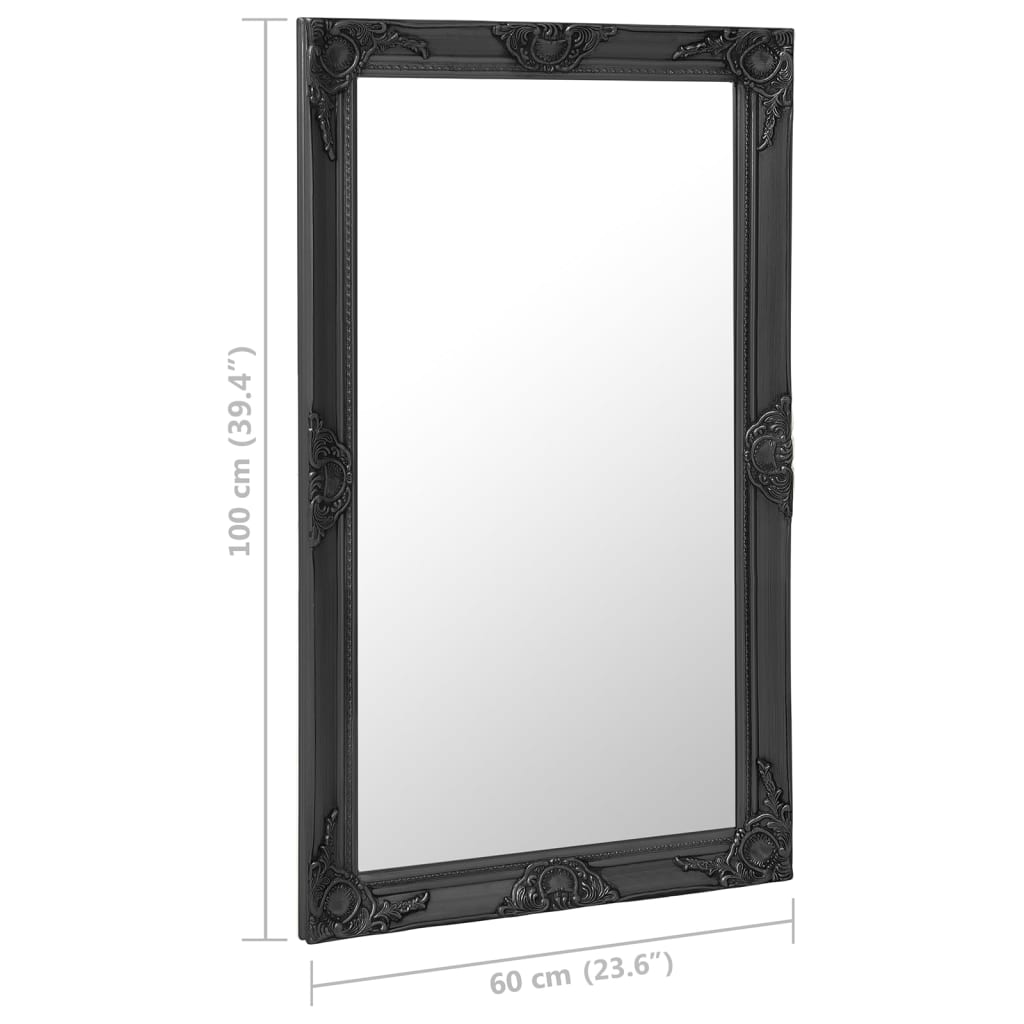 vidaXL Wall Mirror Baroque Style 23.6"x39.4" Black