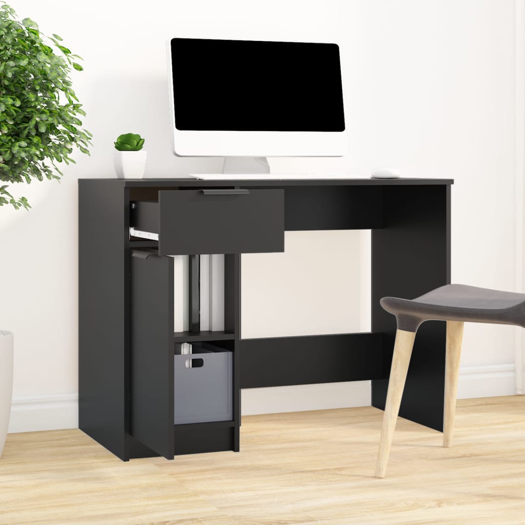 vidaXL Desk Black 39.4"x19.7"x29.5" Engineered Wood