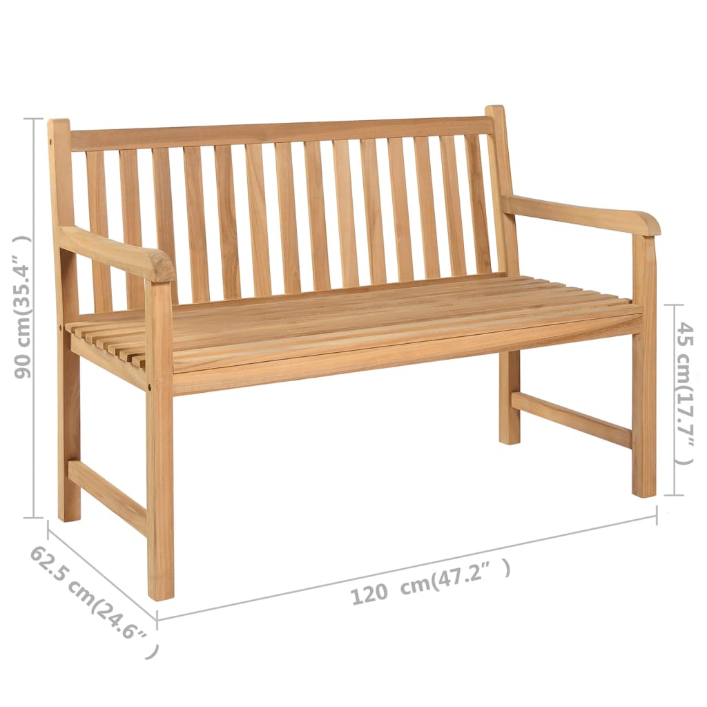 vidaXL Patio Bench with Bright Green Cushion 47.2" Solid Teak Wood