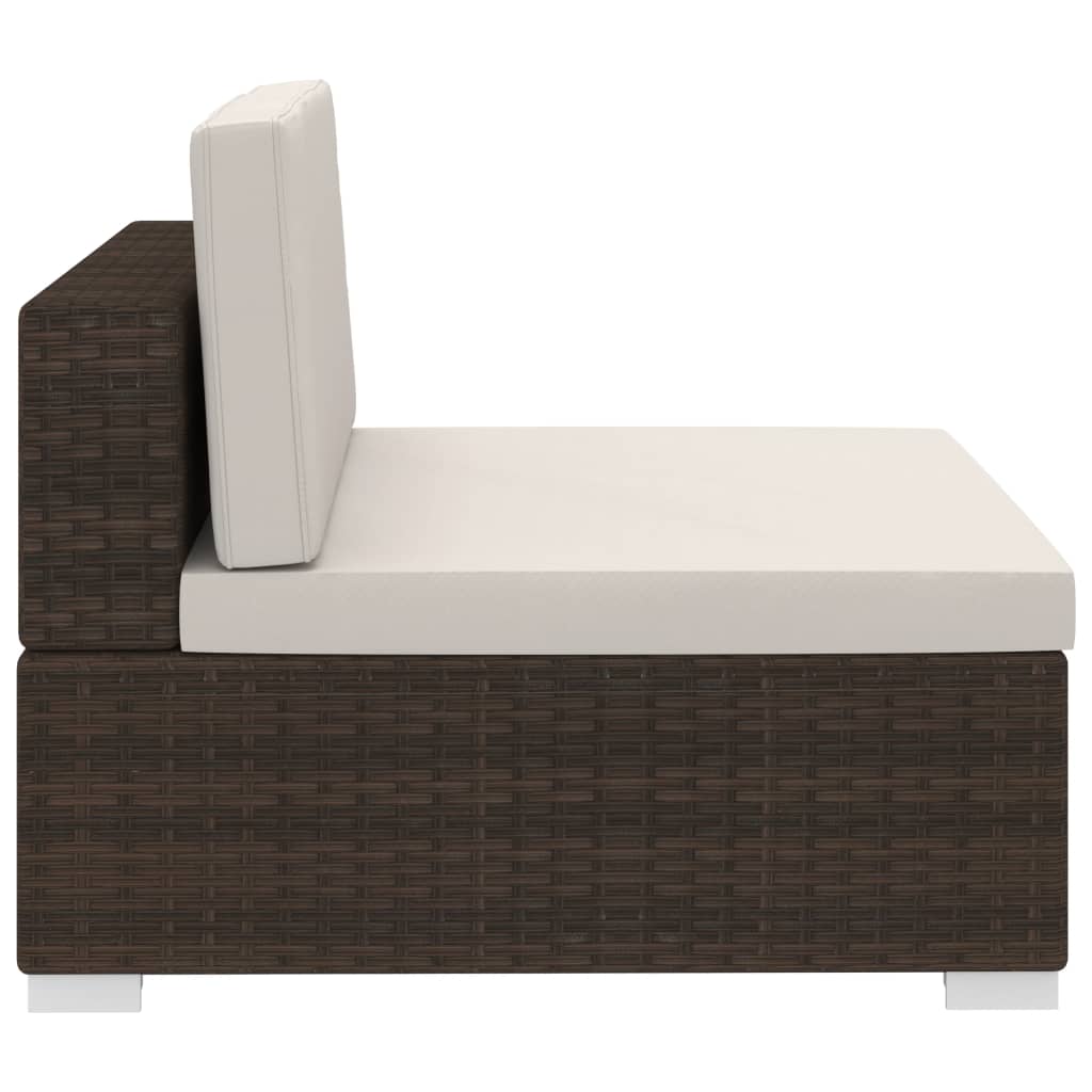 vidaXL 4 Piece Patio Sofa Set with Cushions Poly Rattan Brown