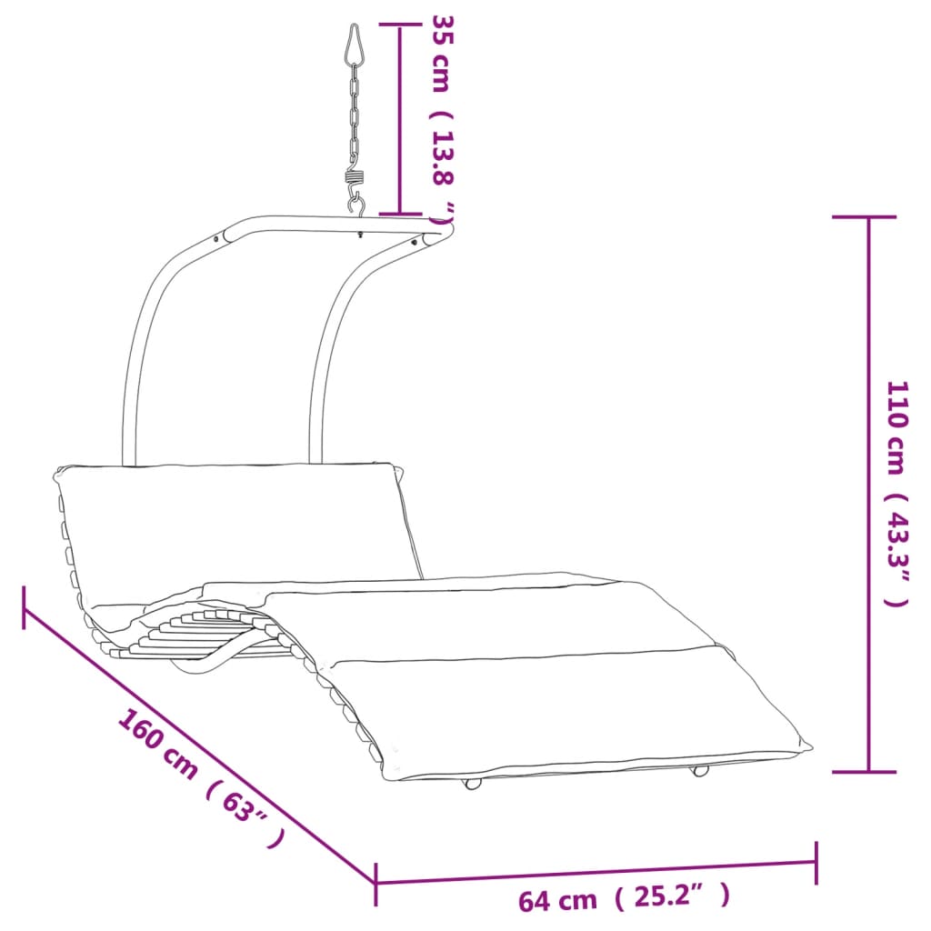 vidaXL Swing Chair with Cushion Fabric and Solid Wood Poplar