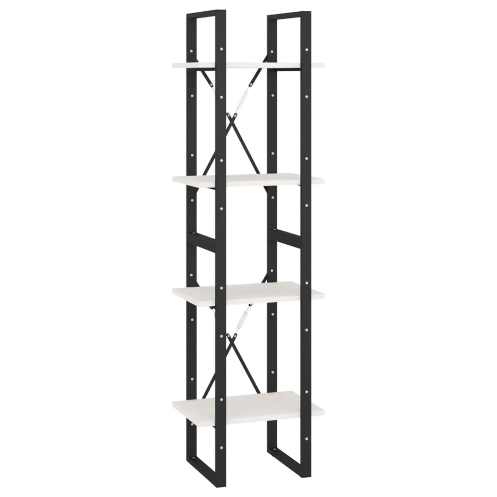 vidaXL 4-Tier Book Cabinet White 15.7"x11.8"x55.1" Solid Pine Wood