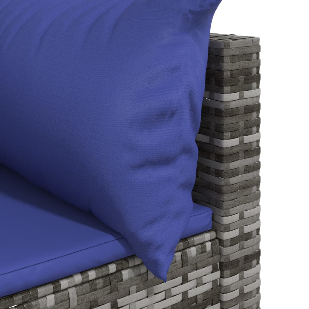 vidaXL Patio Corner Sofa with Cushions Gray Poly Rattan