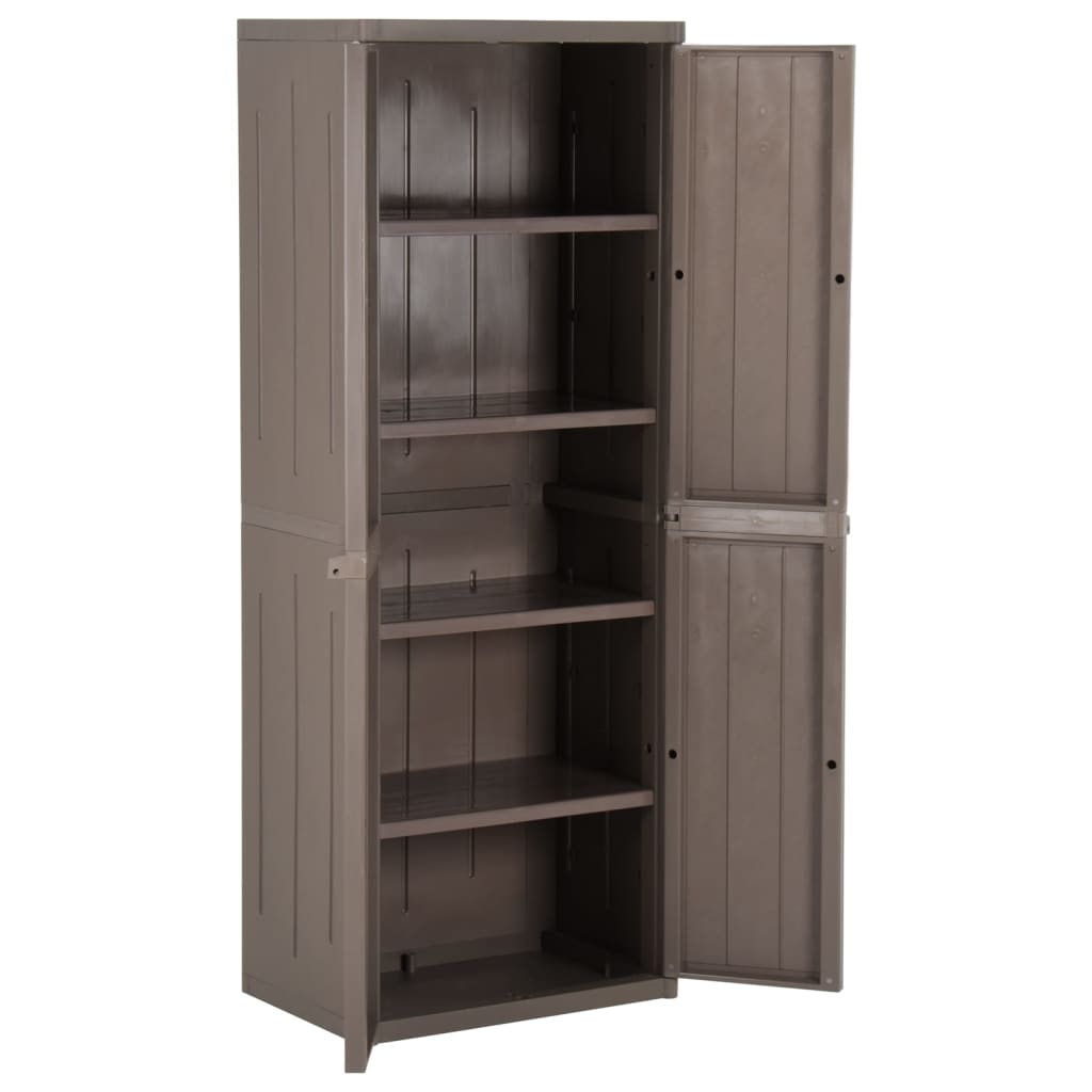 vidaXL Garden Storage Cabinet Brown 25.6"x17.7"x67.7" PP Wood Look