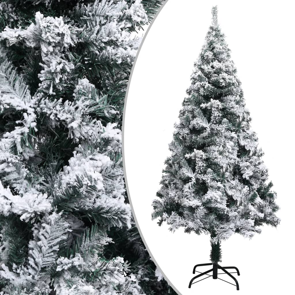vidaXL Artificial Pre-lit Christmas Tree with Flocked Snow Green 47.2"