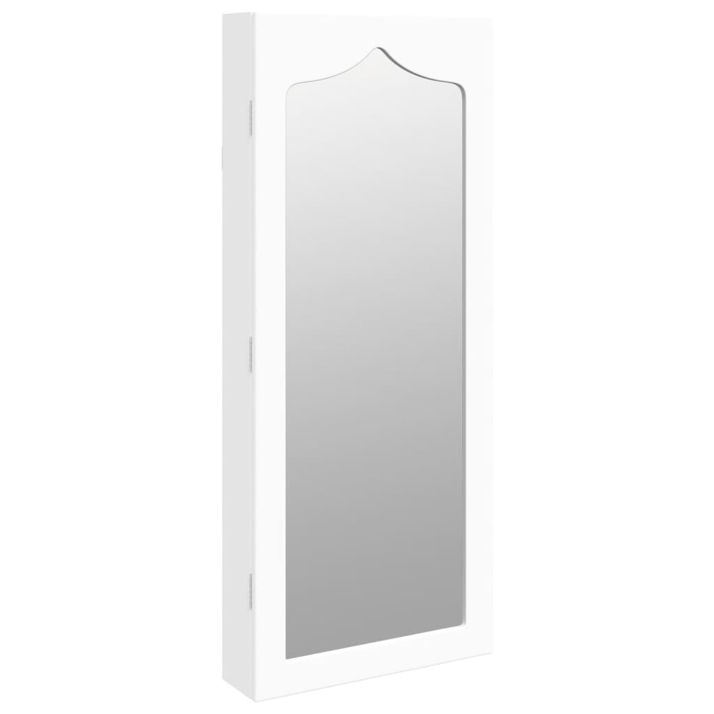 vidaXL Mirror Jewelry Cabinet Wall Mounted White 14.8"x3.9"x35.4"