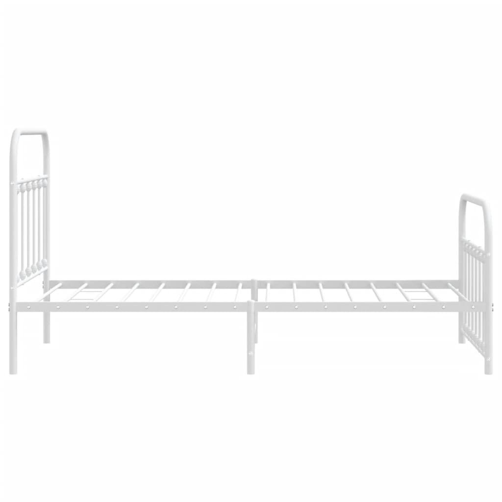 vidaXL Metal Bed Frame with Headboard and Footboard White 39.4"x74.8"
