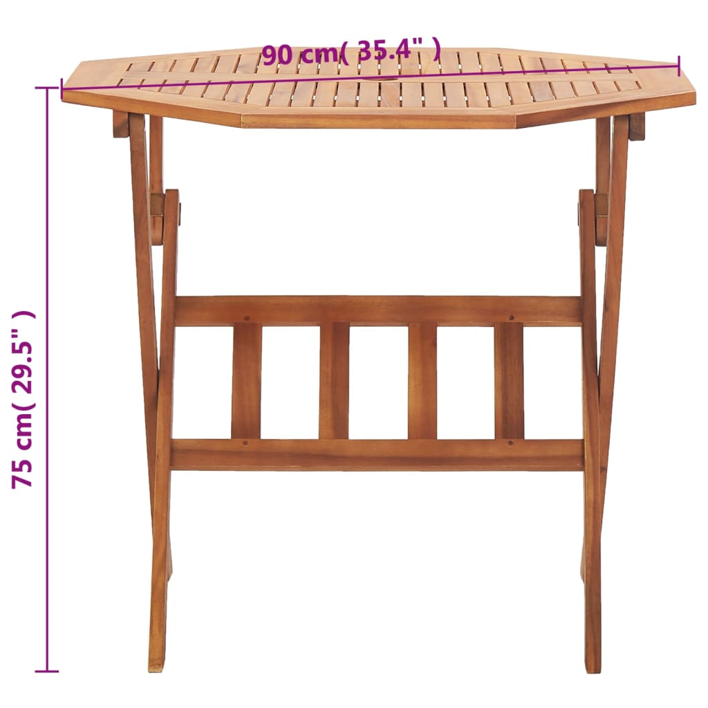 vidaXL Folding Patio Table 35.4"x29.5" Solid Wood Acacia