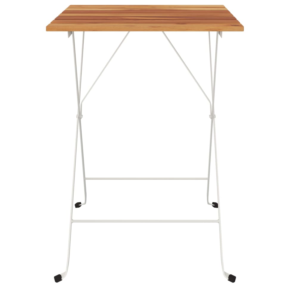 vidaXL Folding Bistro Table 21.7"x21.3"x28" Solid Wood Acacia and Steel