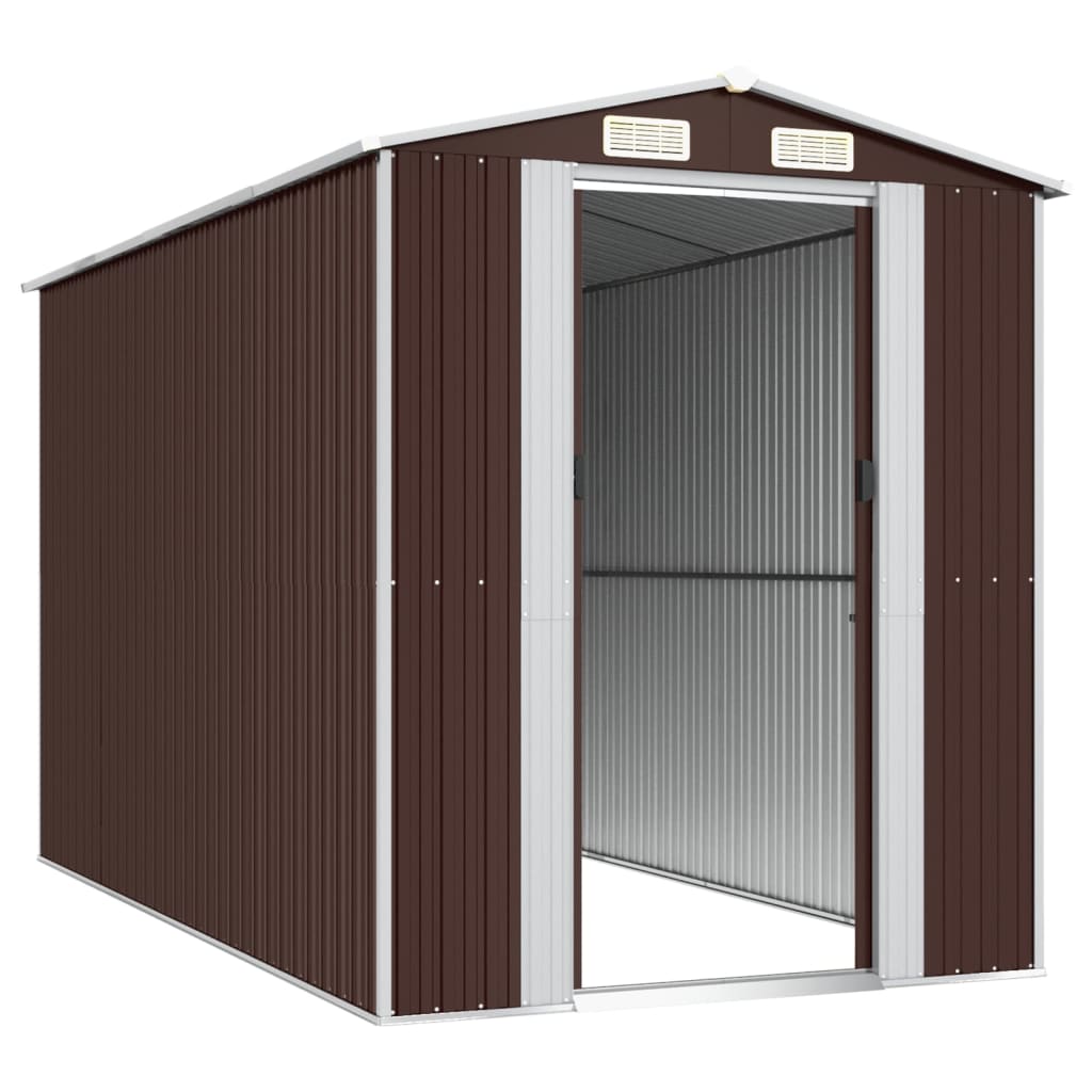 vidaXL Garden Shed Dark Brown 75.6"x140.6"x87.8" Galvanized Steel