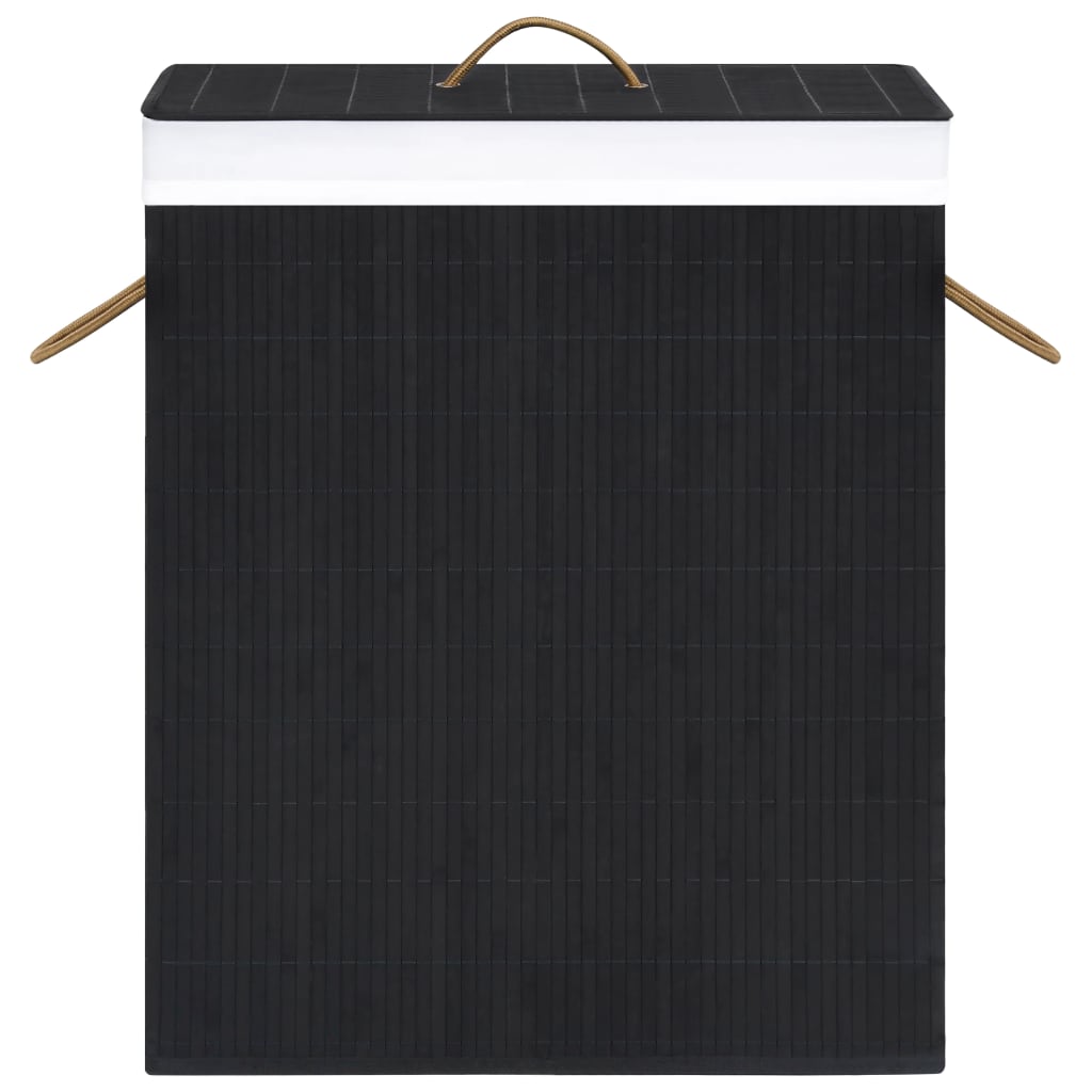 vidaXL Bamboo Laundry Basket with 2 Sections Black 26.4 gal