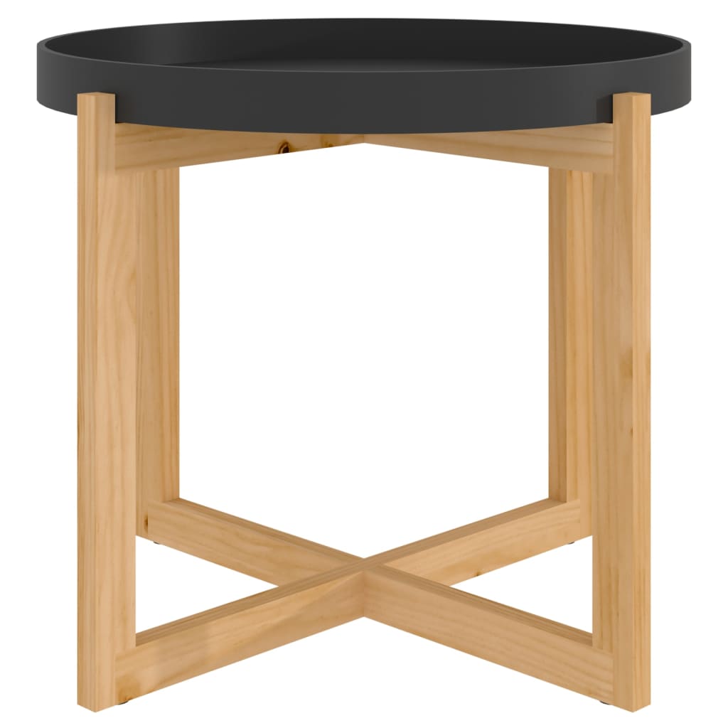 vidaXL Coffee Table Black 20.9"x20.9"x17.1" Engineered Wood&Solid Wood Pine