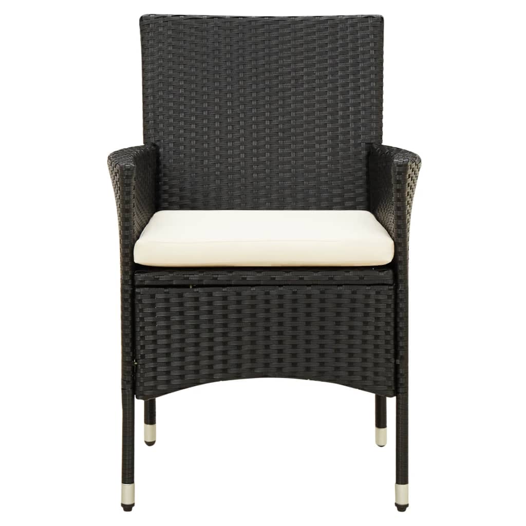 vidaXL Patio Chairs with Cushions 2 pcs Poly Rattan Black