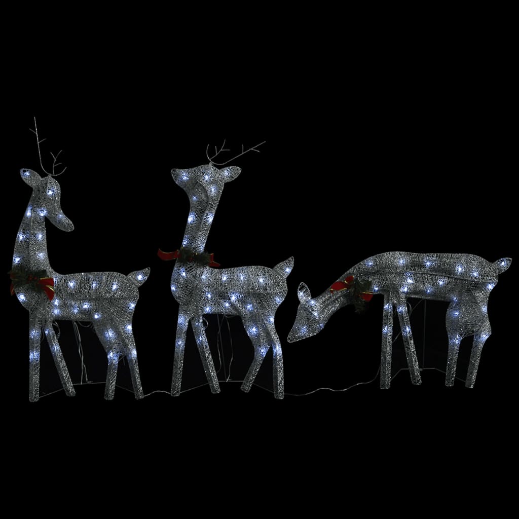 vidaXL Christmas Reindeers 6 pcs Silver Cold White Mesh
