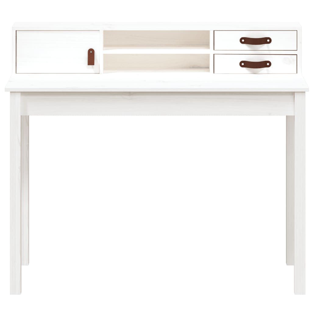 vidaXL Desk White 43.3"x19.7"x36.6" Solid Wood Pine