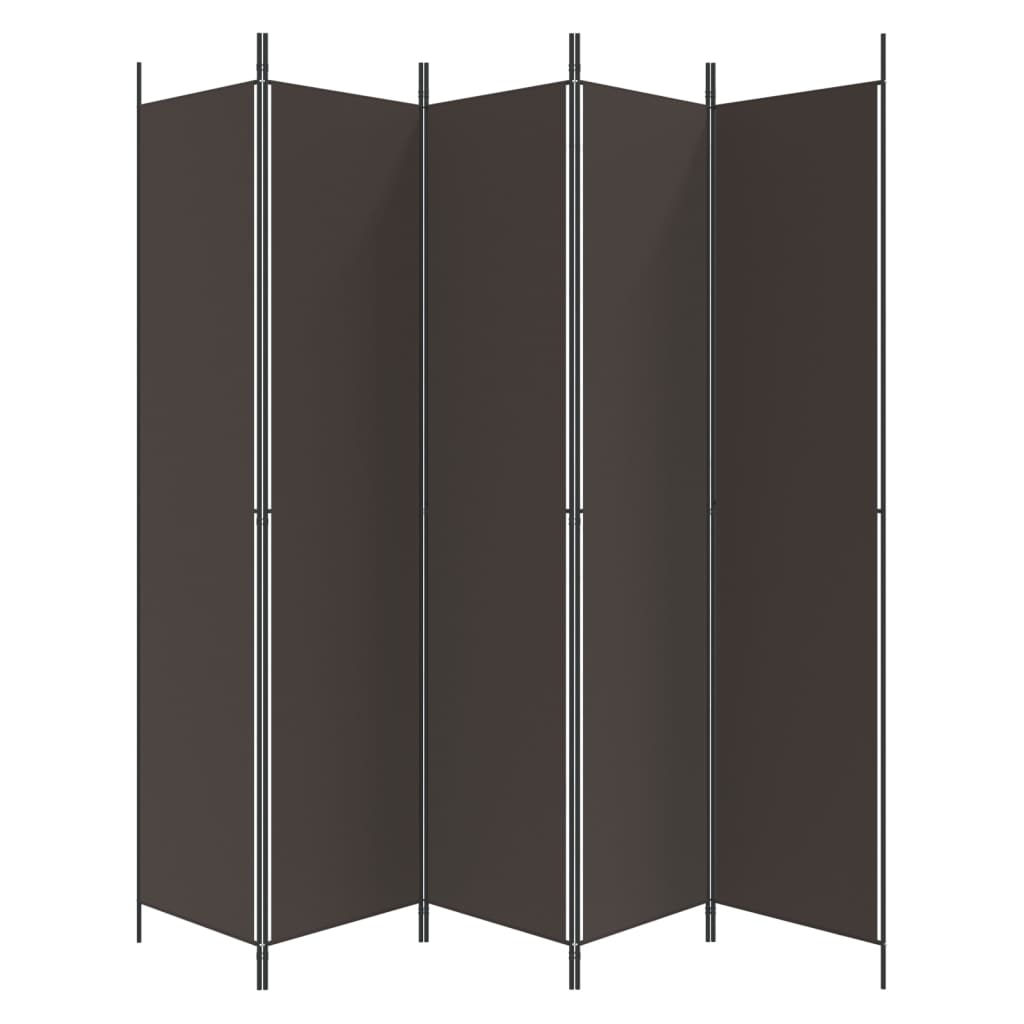 vidaXL 5-Panel Room Divider Brown 98.4"x86.6" Fabric