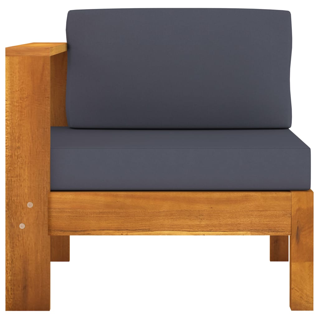 vidaXL Middle Sofa with 1 Armrest Dark Gray Solid Acacia Wood