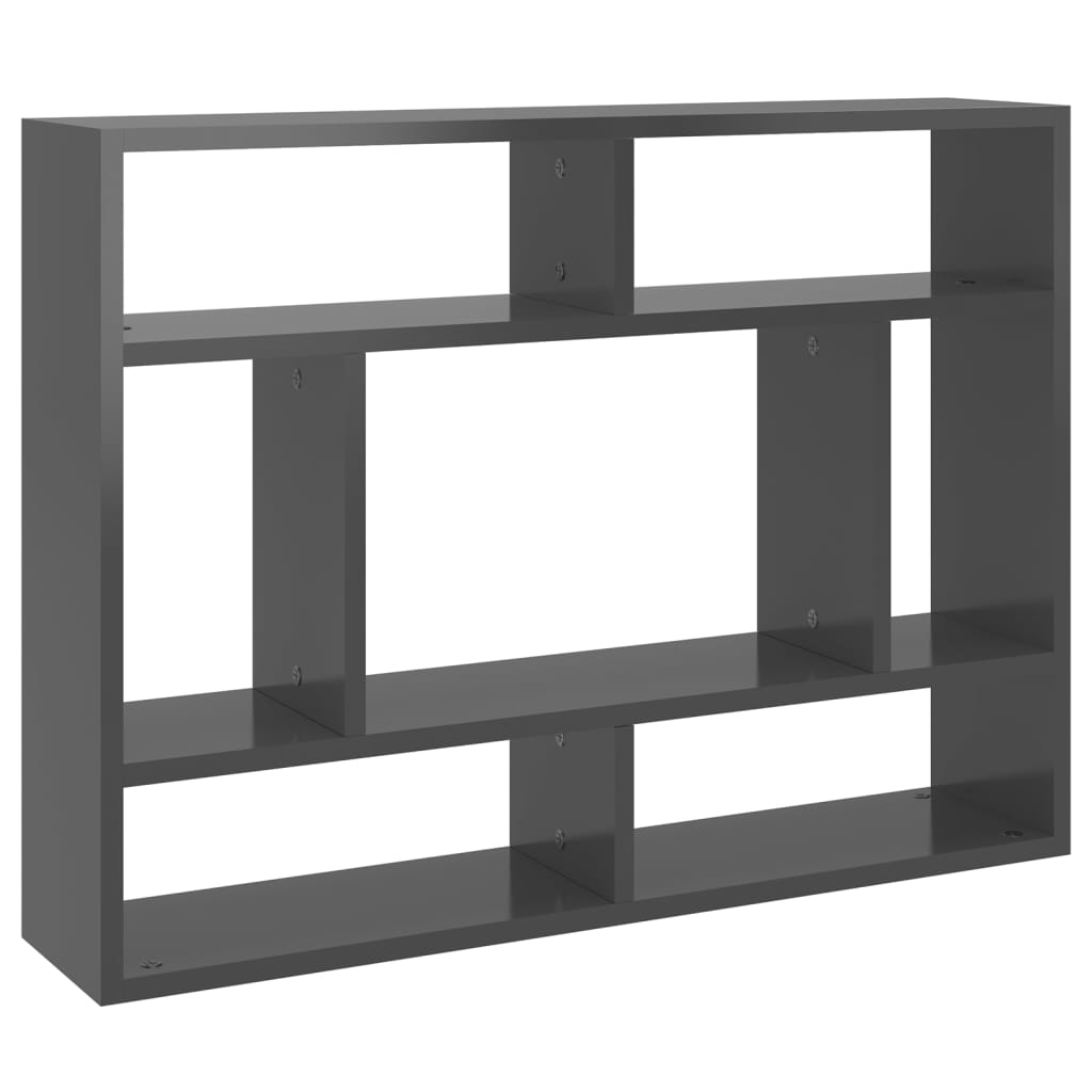 vidaXL Wall Shelf High Gloss Gray 29.5"x6.3"x21.7" Engineered Wood