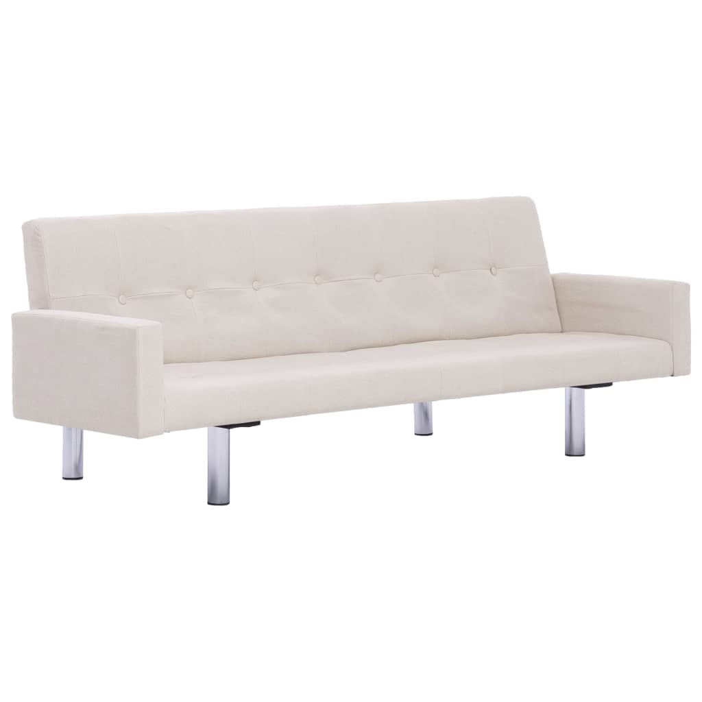 vidaXL Sofa Bed with Armrest Cream Fabric