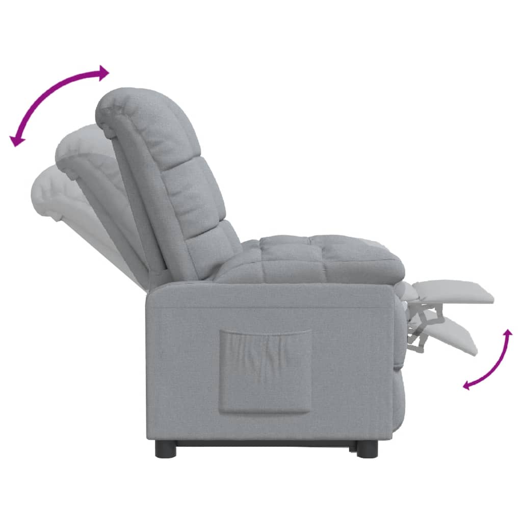 vidaXL Recliner Light Gray Fabric