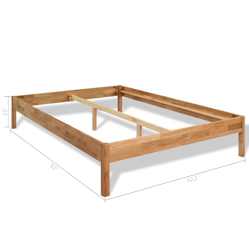 vidaXL Bed Frame Solid Oak Wood 59.8"x79.9"