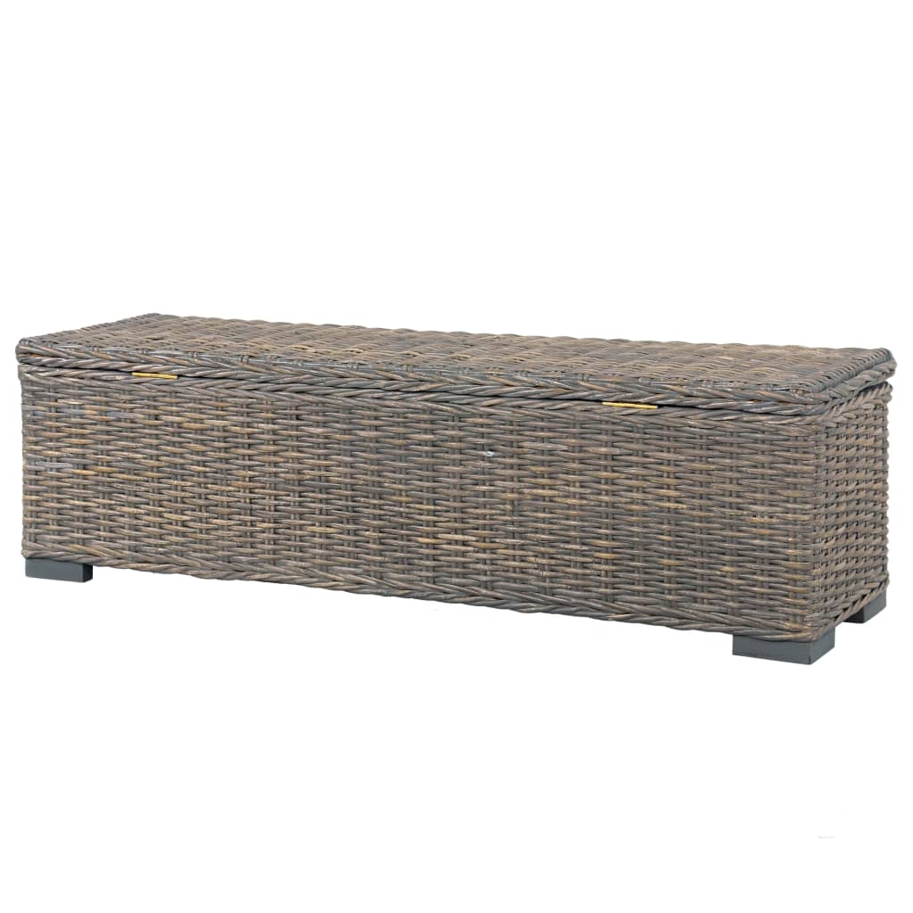 vidaXL Storage Box 47.2" Gray Kubu Rattan and Solid Mango Wood