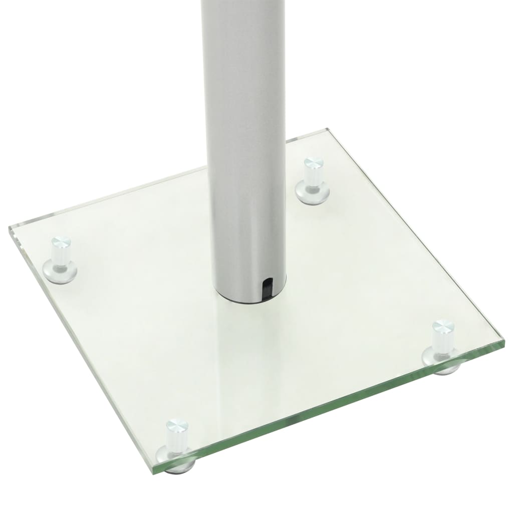 vidaXL Speaker Stands 2 pcs Tempered Glass 1 Pillar Design Silver