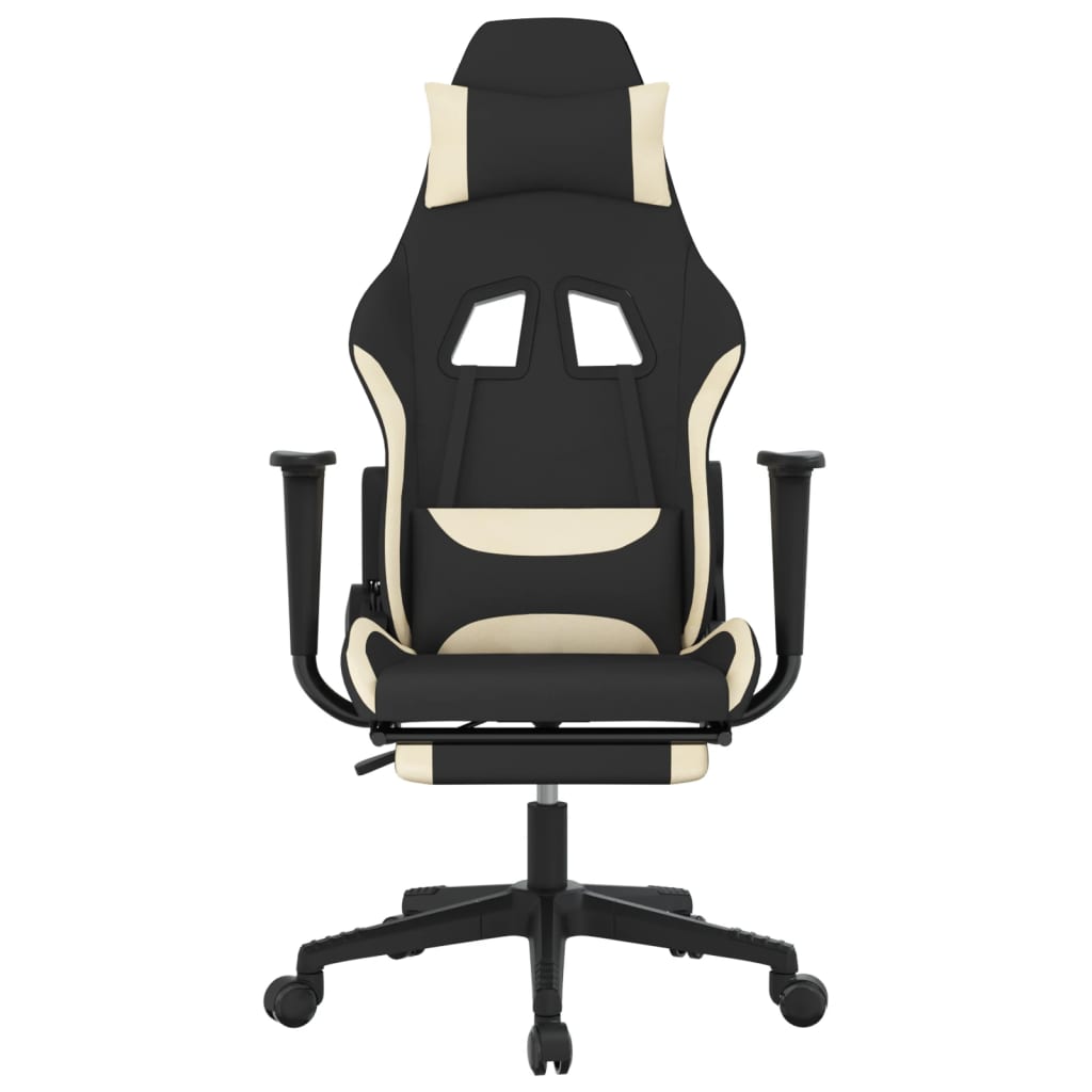 vidaXL Gaming Chair with Footrest Black and Cream Fabric