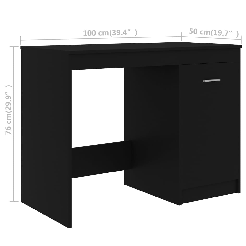vidaXL Desk Black 55.1"x19.7"x29.9" Engineered Wood