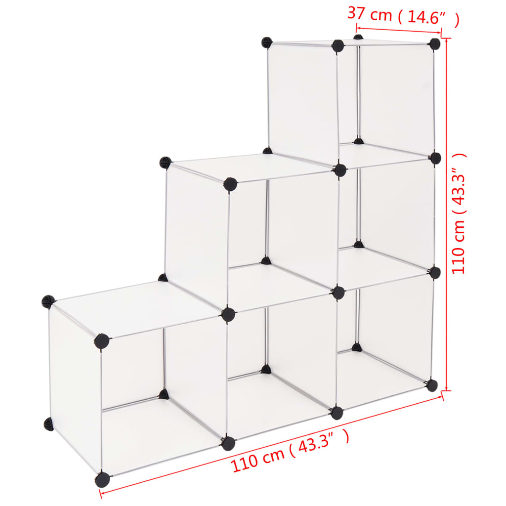 vidaXL Storage Cube Organizer with 6 Compartments White