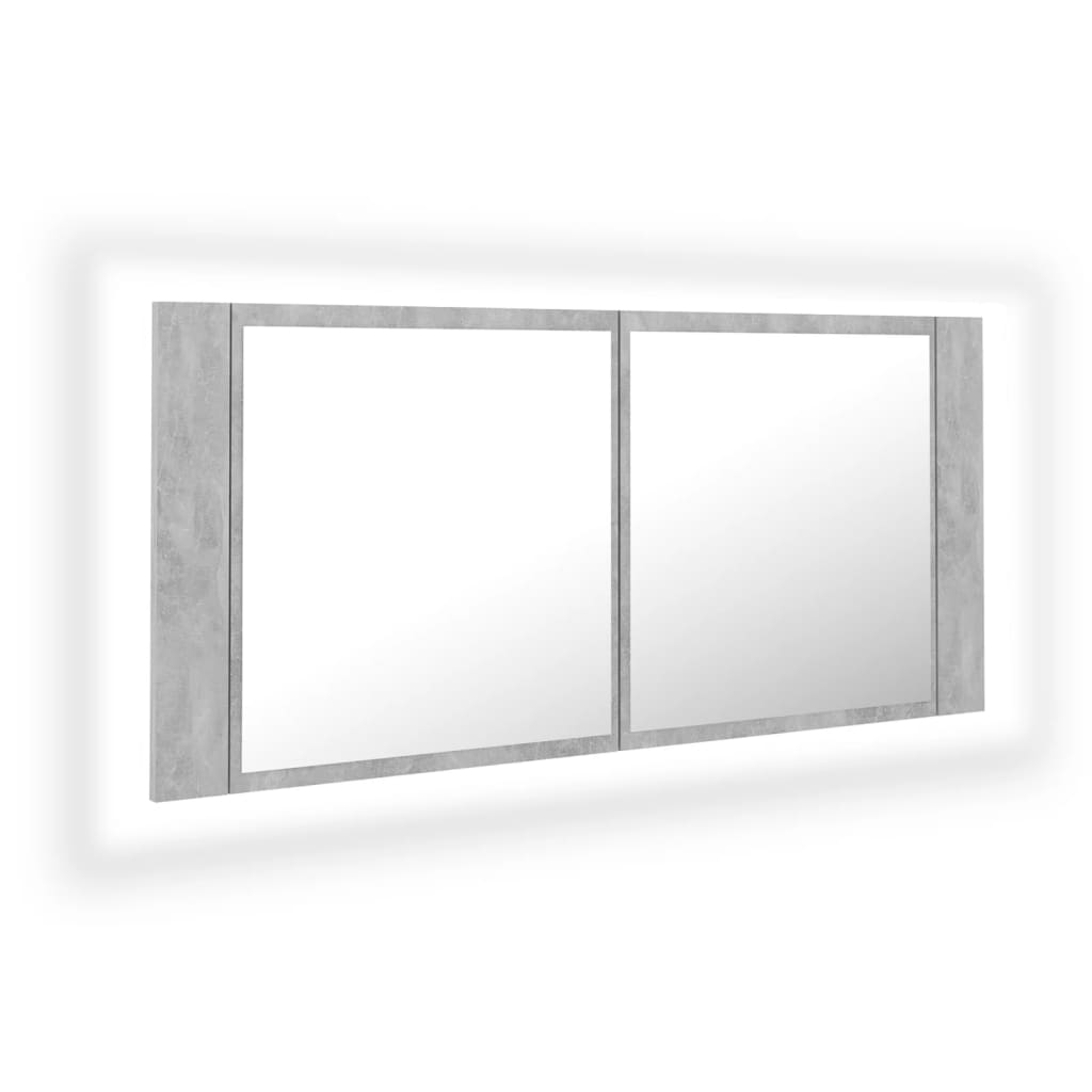 vidaXL LED Bathroom Mirror Cabinet Concrete Gray 39.4"x4.7"x17.7" Acrylic