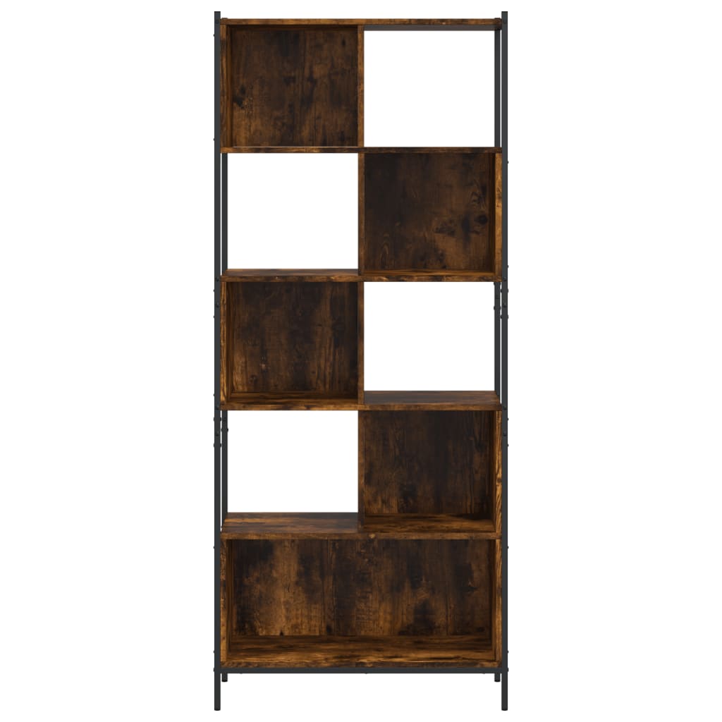 vidaXL Bookcase Smoked Oak 28.3"x11"x67.7" Engineered Wood