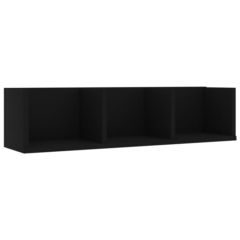 vidaXL CD Wall Shelf Black 29.5"x7.1"x7.1" Chipboard