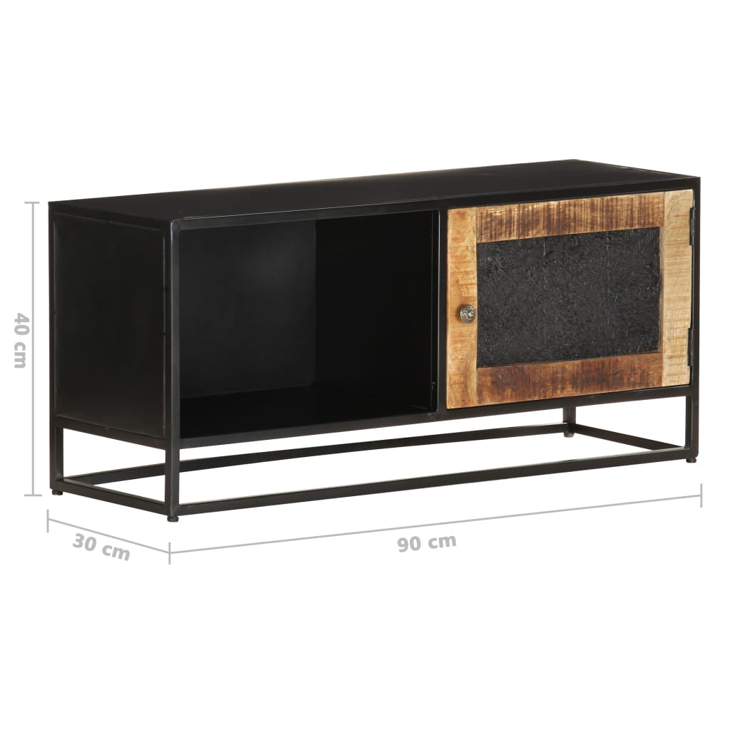 vidaXL TV Stand 35.4"x11.8"x15.7" Rough Mango Wood