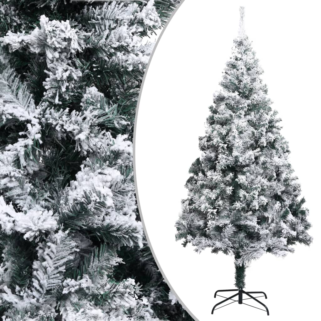 vidaXL Artificial Christmas Tree with Flocked Snow Green 94.5" PVC