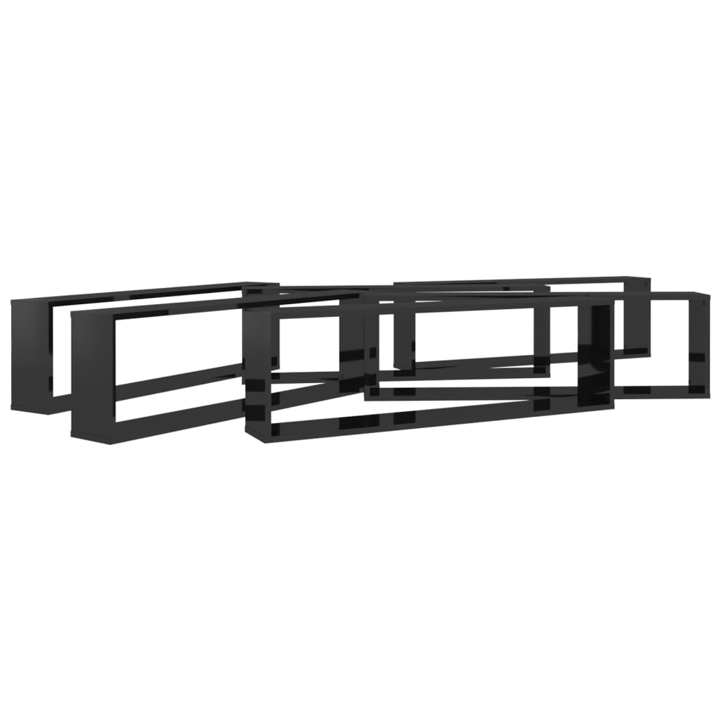 vidaXL Wall Cube Shelves 6 pcs High Gloss Black 39.4"x5.9"x11.8" Engineered Wood