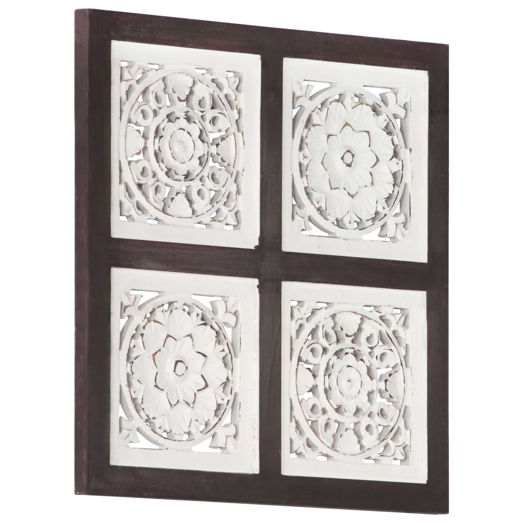 vidaXL Hand-Carved Wall Panel MDF 15.7"x15.7"x0.6" Brown and White