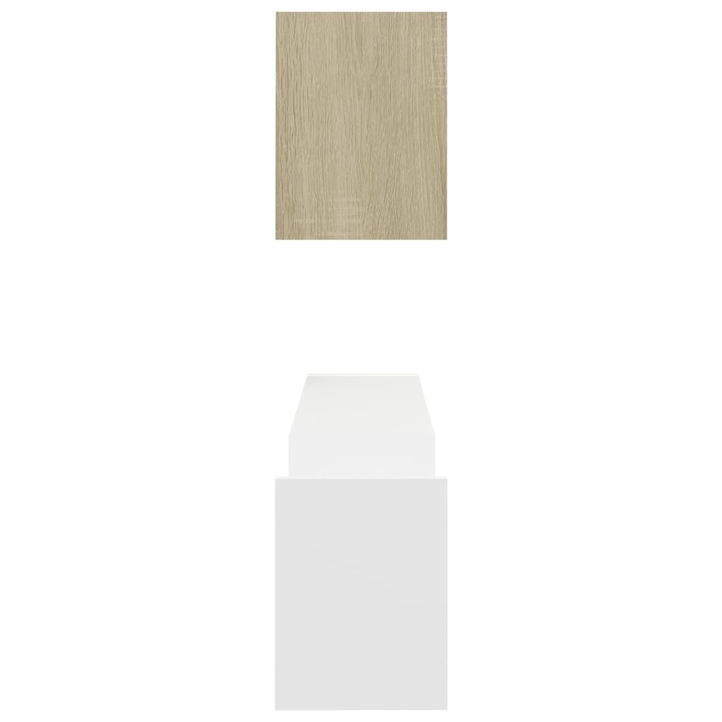 vidaXL Wall Shelves 2 pcs White and Sonoma Oak 39.4"x5.9"x7.9" Engineered Wood