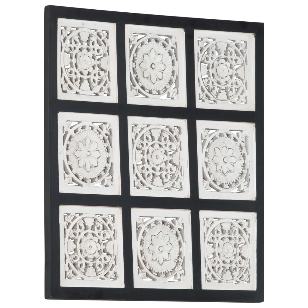 vidaXL Hand-Carved Wall Panel MDF 23.6"x23.6"x0.6" Black and White