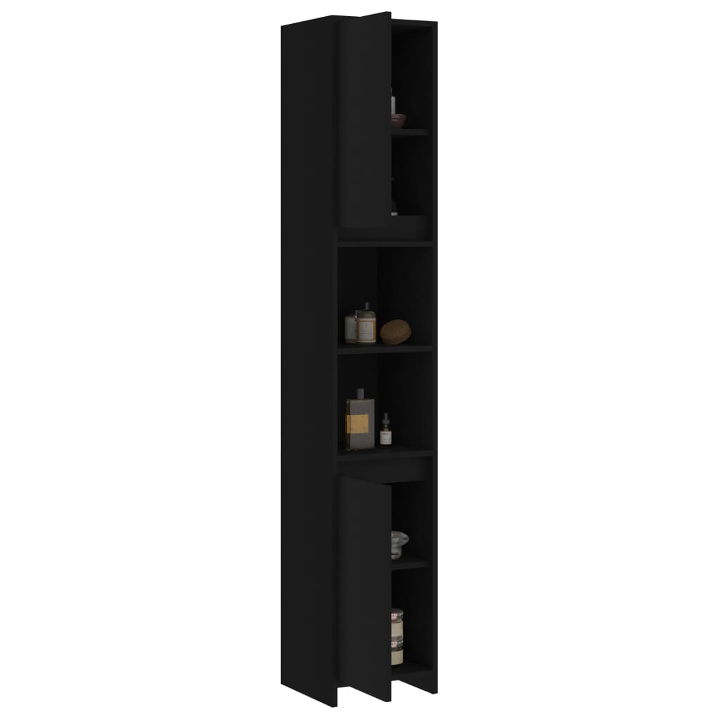 vidaXL Bathroom Cabinet Black 11.8"x11.8"x72.2" Engineered Wood