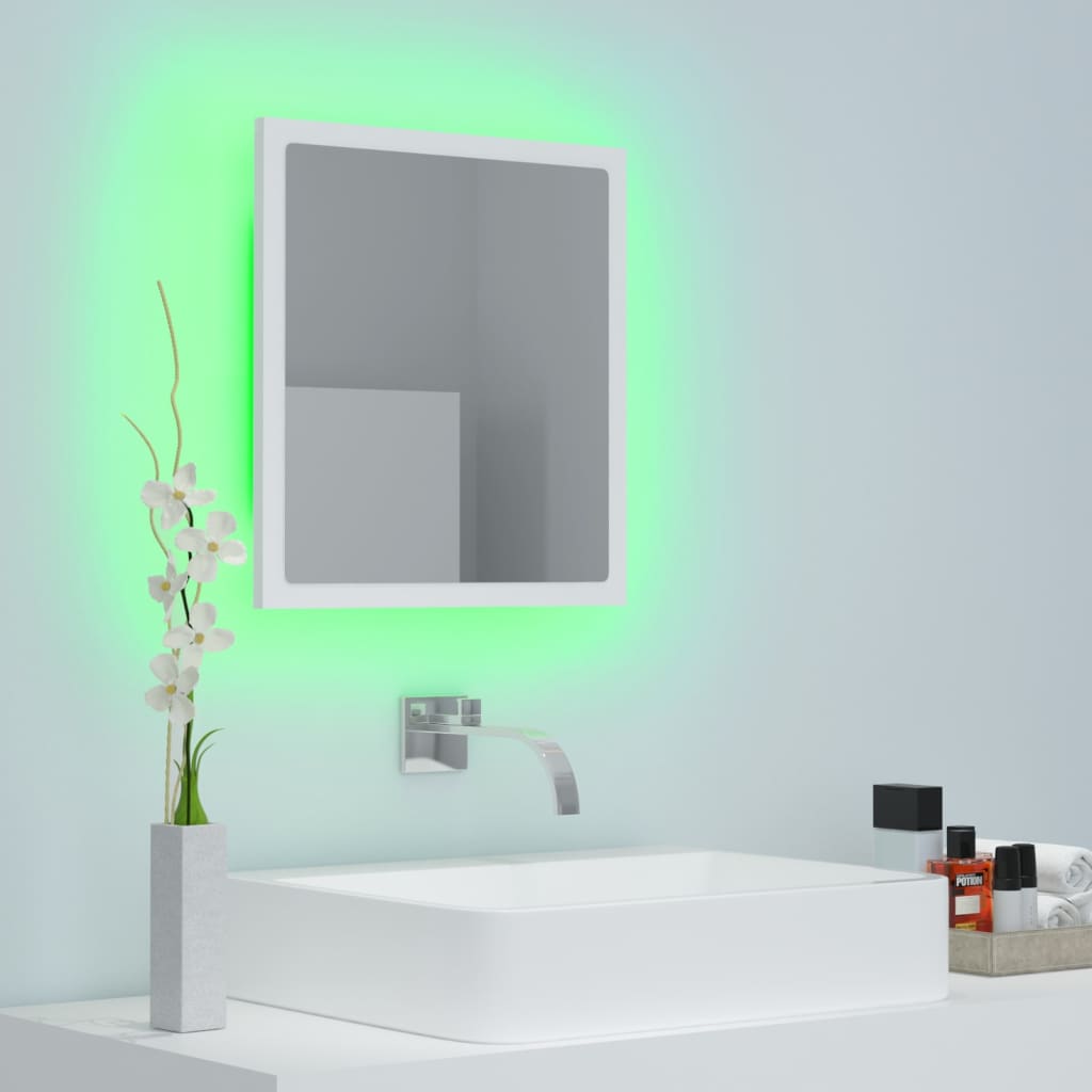 vidaXL LED Bathroom Mirror White 15.7"x3.3"x14.6" Chipboard