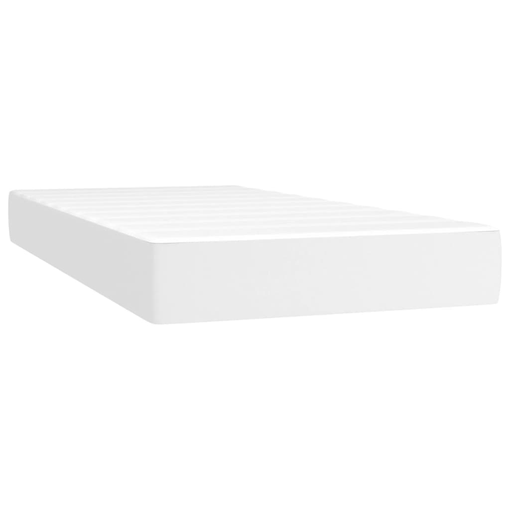 vidaXL Box Spring Bed with Mattress&LED White Twin Faux Leather