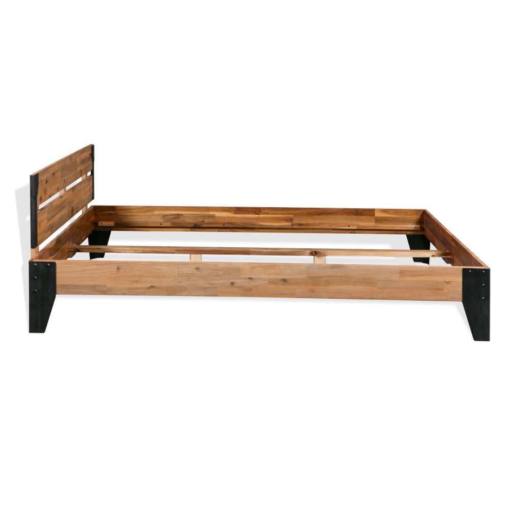vidaXL Bed Frame Solid Acacia Wood Steel 59.8"x79.9"