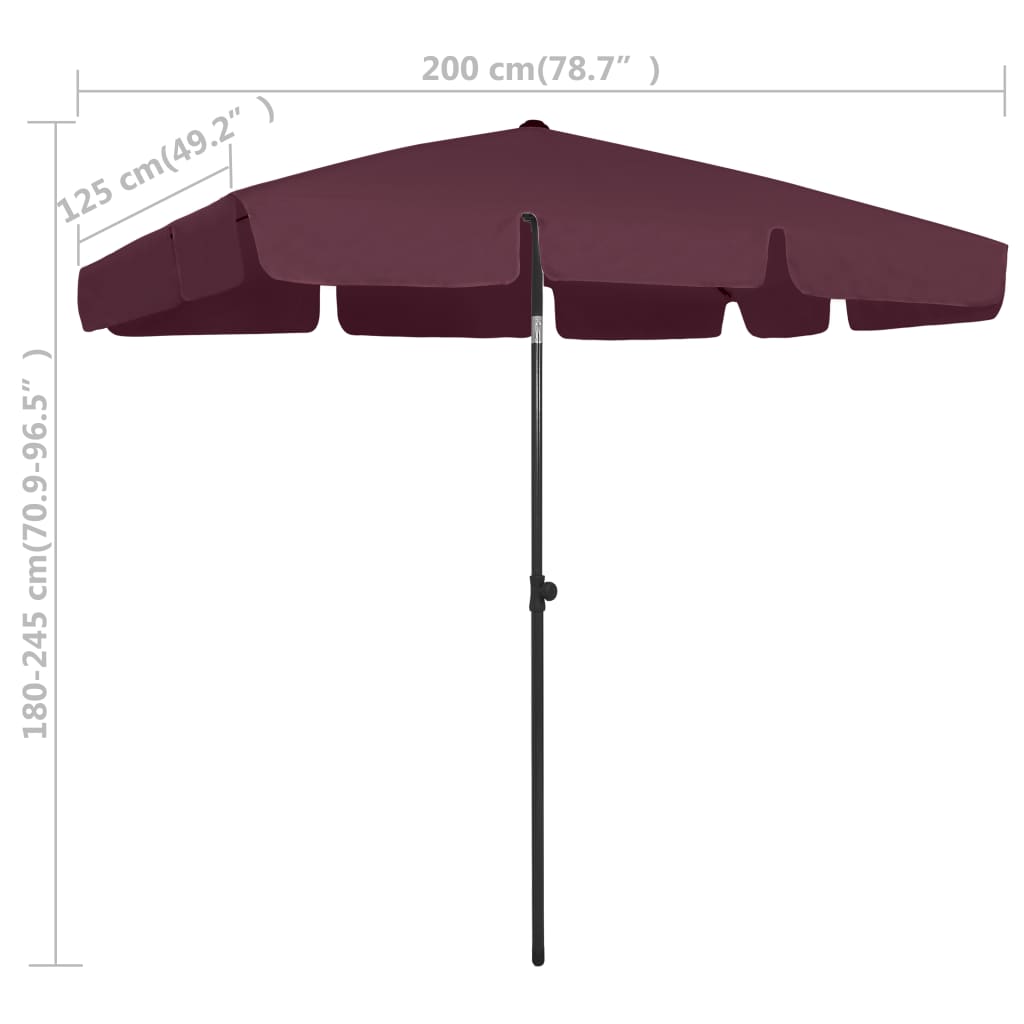 vidaXL Beach Umbrella Bordeaux Red 78.7"x49.2"