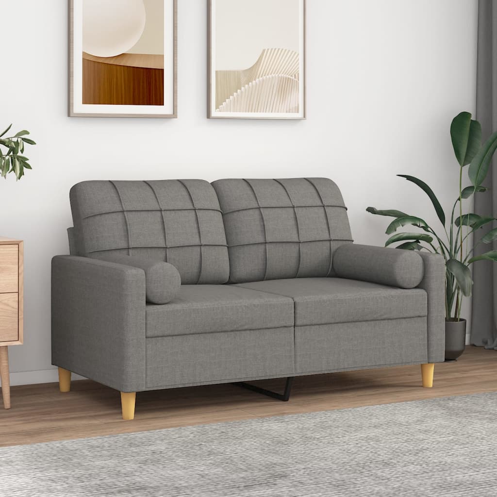 vidaXL 2-Seater Sofa with Pillows&Cushions Dark Gray 47.2" Fabric