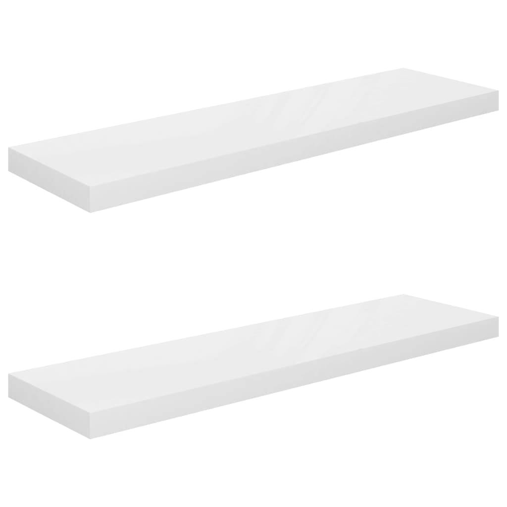 vidaXL Floating Wall Shelves 2 pcs High Gloss White 35.4"x9.3"x1.5" MDF