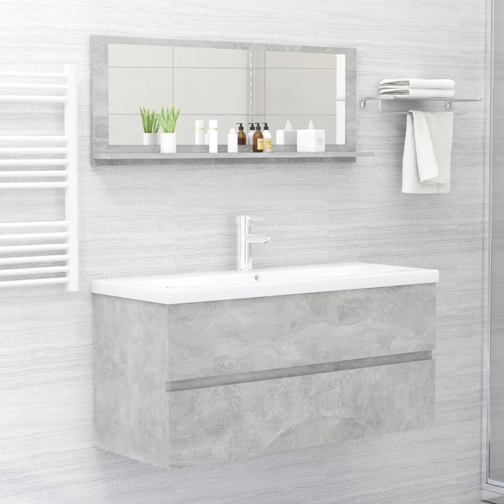 vidaXL Bathroom Mirror Concrete Gray 39.4"x4.1"x14.6" Engineered Wood