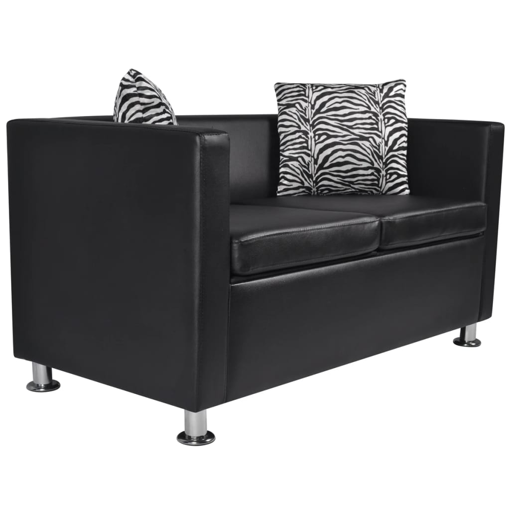vidaXL Sofa Set Armchair and 2-Seater Black Faux Leather